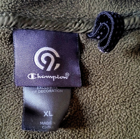 Champion Army Fleece Pullover Sweatshirt Hunter Green Pocket XL Zip Fuzzy Sherpa - Picture 10 of 10